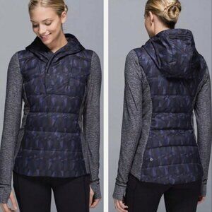 Lululemon Fluff Off Stained Glass Love Nightfall Down Pullover Hoodie Top Size 4